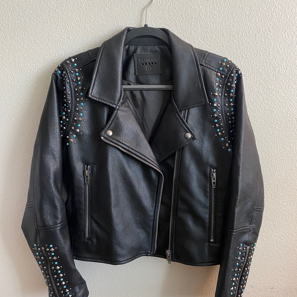 Blank NYC faux leather moto jacket Large